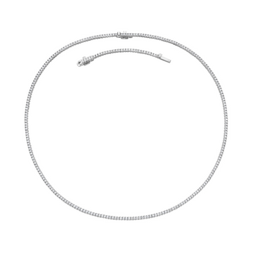 Diamond Tennis Necklace (4.00 ct.) 2.2 mm 4-Prongs Setting in 14K Gold + 2'' Chain Extender