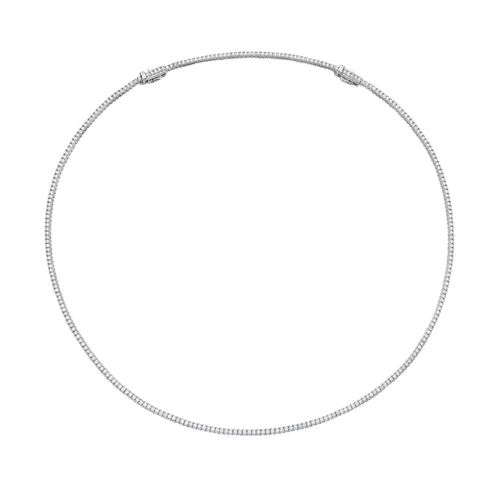 Diamond Tennis Necklace (4.00 ct.) 2.2 mm 4-Prongs Setting in 14K Gold + Chain Extender