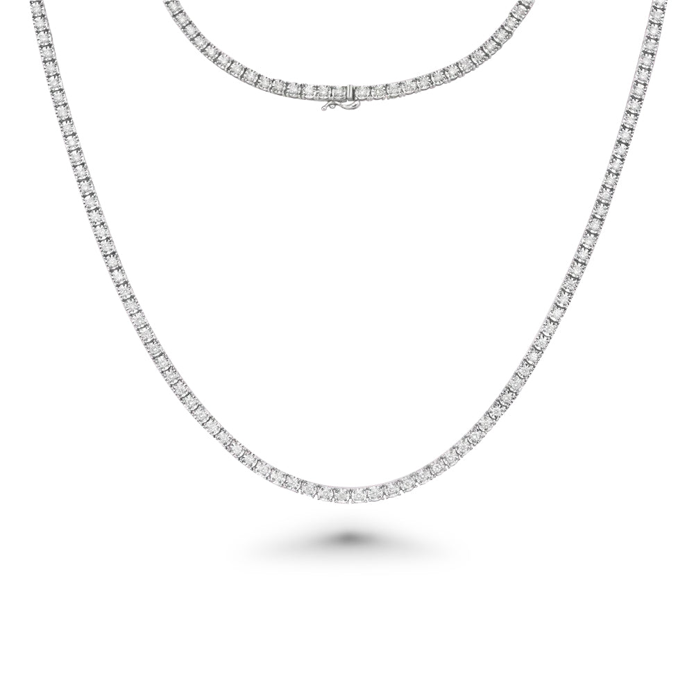 Diamond Tennis Necklace (4.00 ct.) 2 mm Illusion Setting in 14K Gold