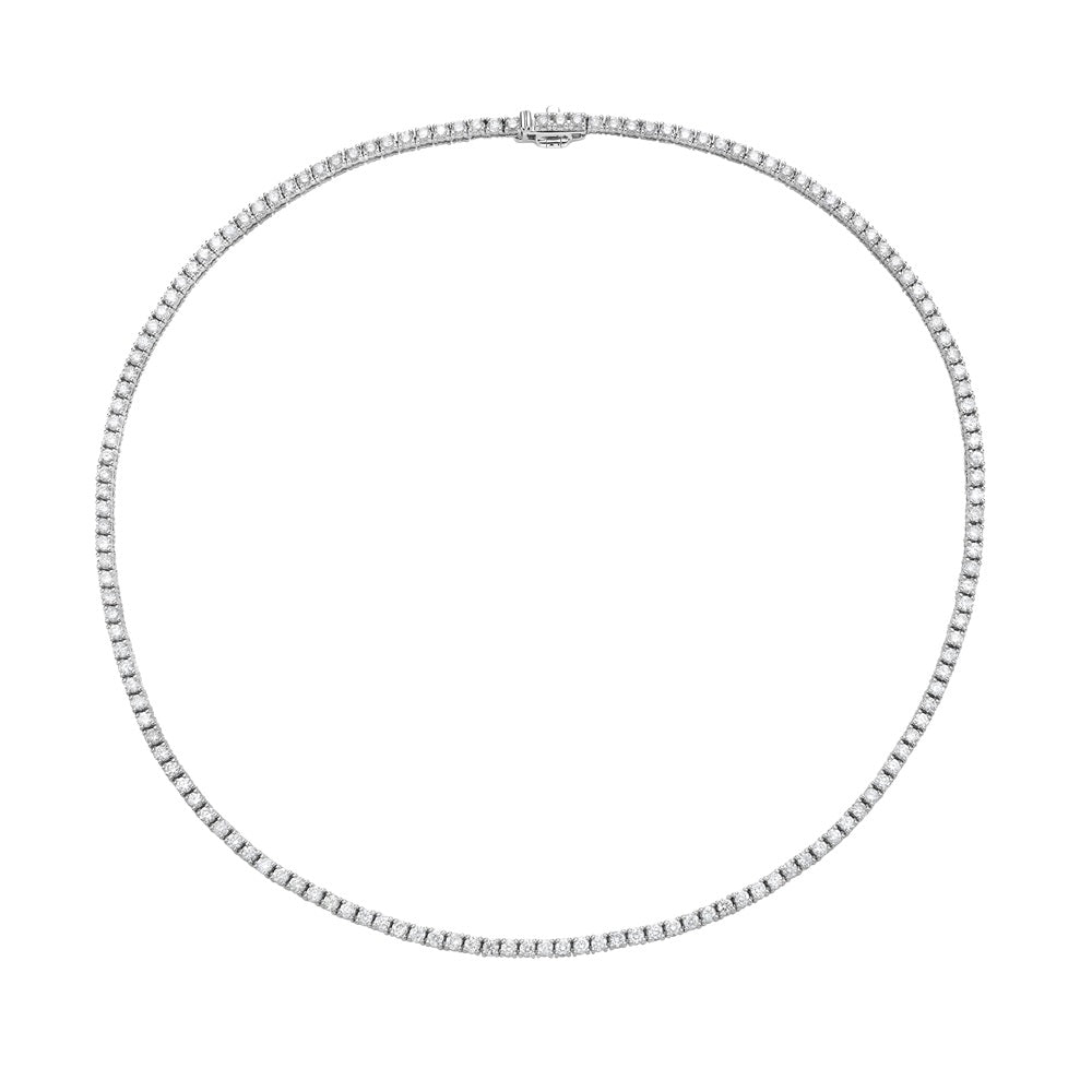 Diamond Tennis Necklace (5.50 ct.) 2.50 mm 4-Prongs Setting in 14K Gold + Chain Extender