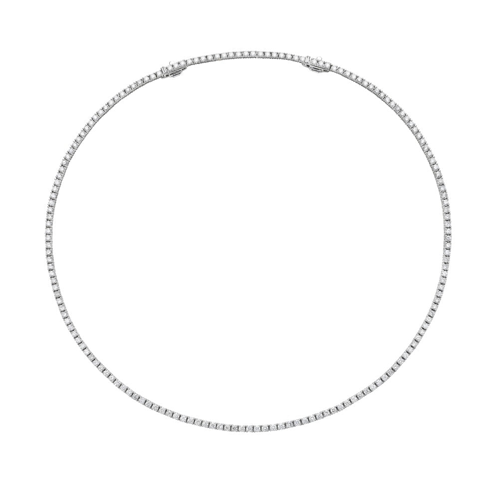 Diamond Tennis Necklace (5.50 ct.) 2.50 mm 4-Prongs Setting in 14K Gold + Chain Extender