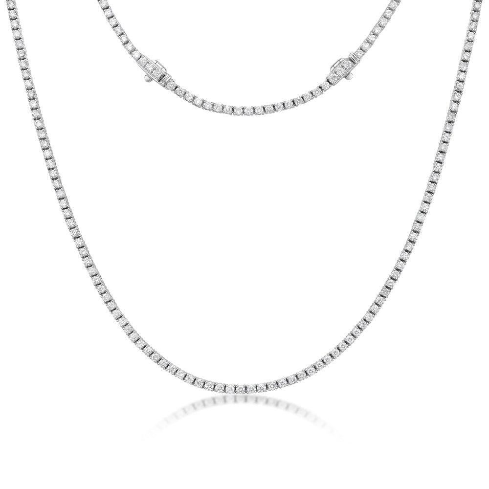 Diamond Tennis Necklace (5.50 ct.) 2.50 mm 4-Prongs Setting in 14K Gold + Chain Extender