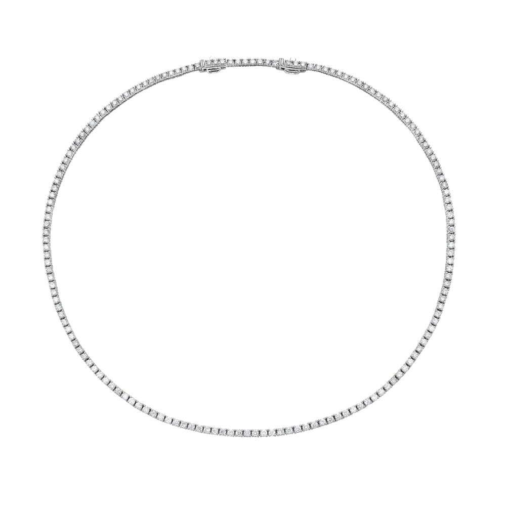 Diamond Tennis Necklace (5.50 ct.) 2.50 mm 4-Prongs Setting in 14K Gold + Chain Extender