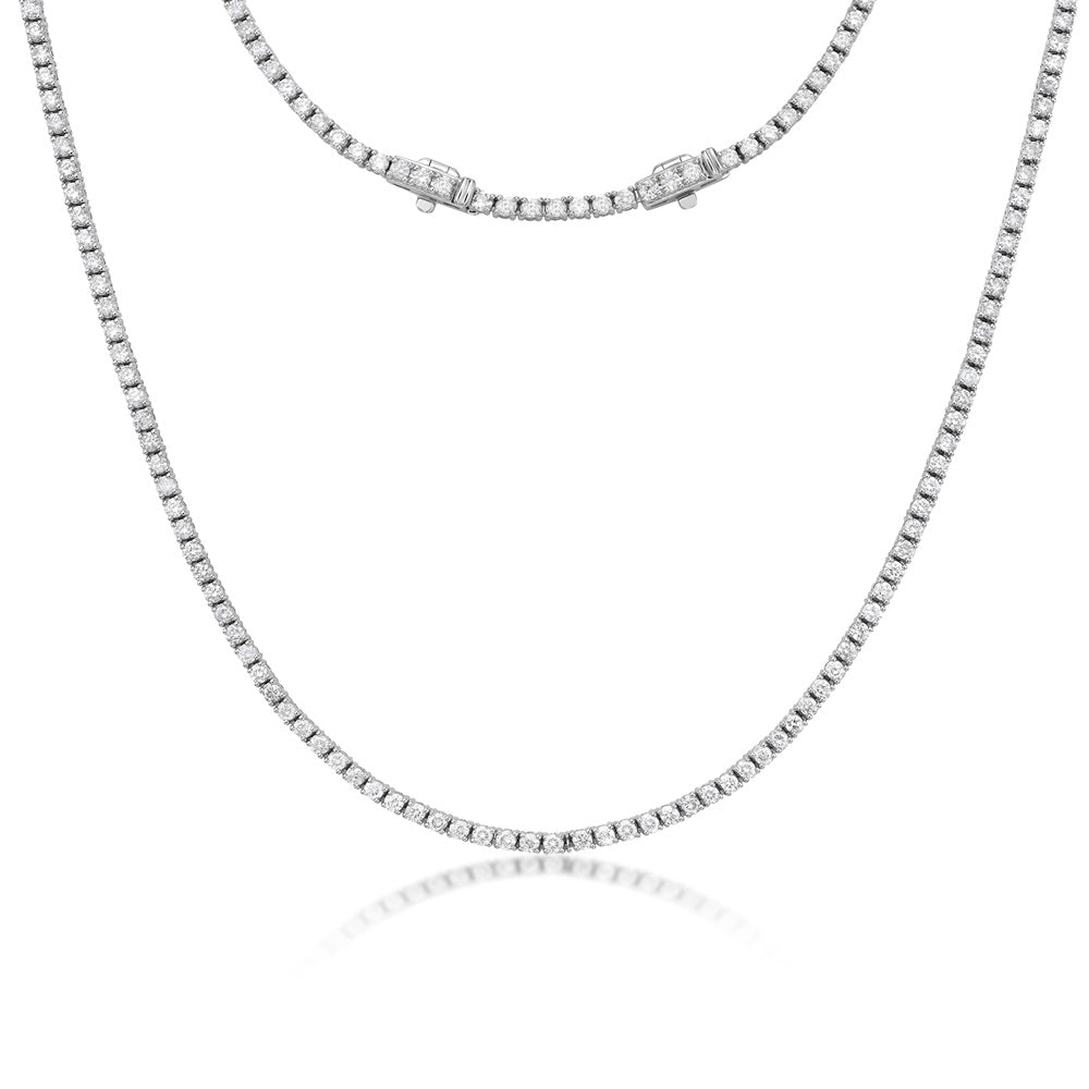 Diamond Tennis Necklace (5.50 ct.) 2.50 mm 4-Prongs Setting in 14K Gold + Chain Extender
