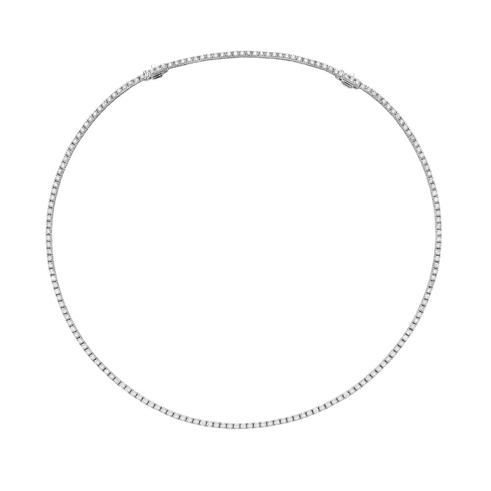 Diamond Tennis Necklace (5.50 ct.) 2.50 mm 4-Prongs Setting in 14K Gold + Chain Extender