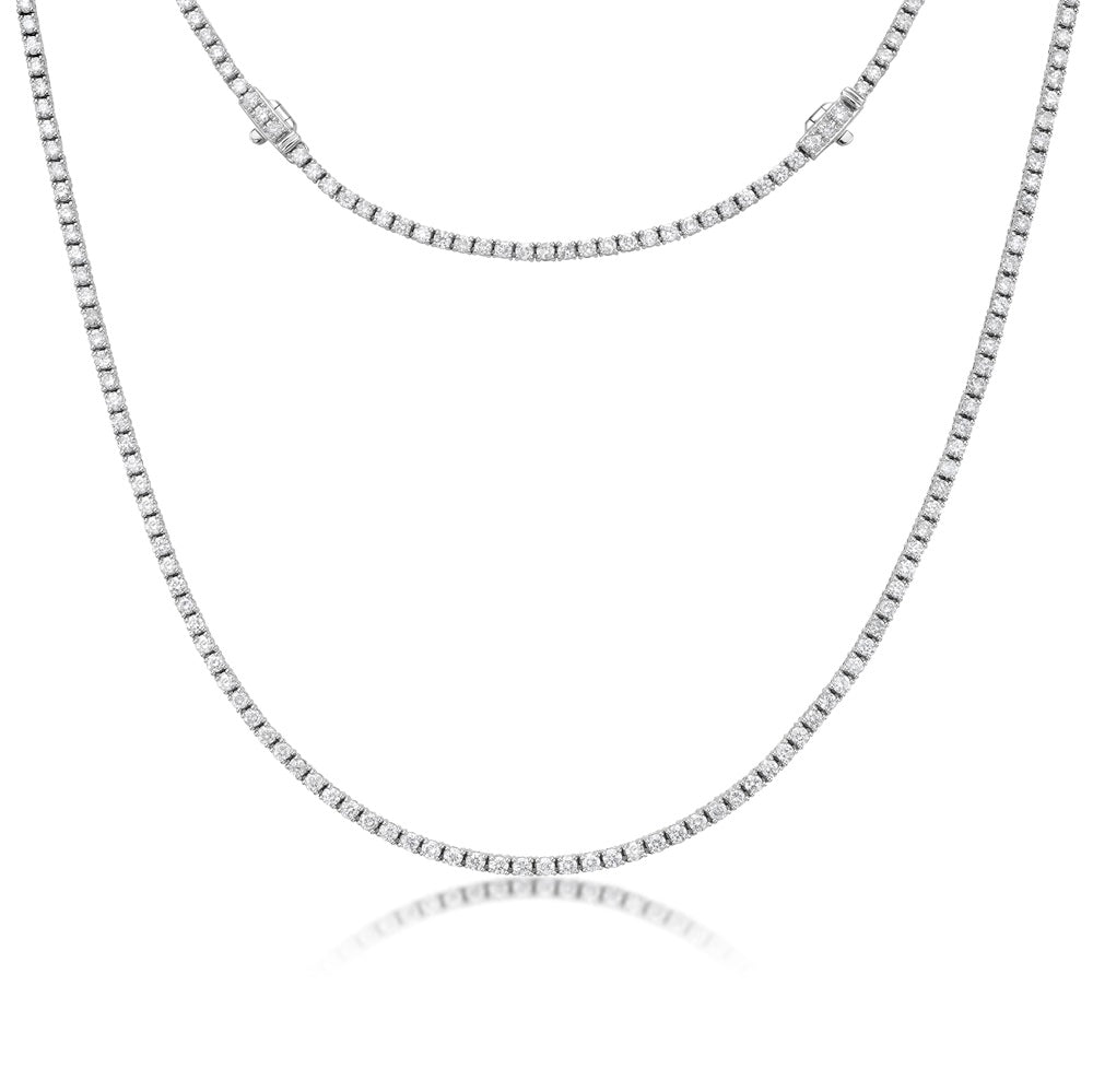 Diamond Tennis Necklace (5.50 ct.) 2.50 mm 4-Prongs Setting in 14K Gold + Chain Extender