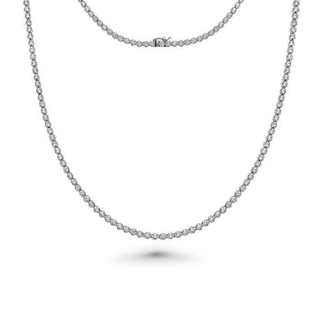Diamond Tennis Necklace (5.50 ct.) 2 mm Buttercup Setting in 14K Gold