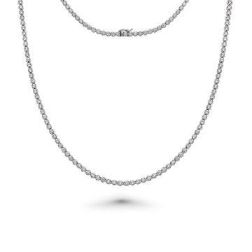 Diamond Tennis Necklace (7.00 ct.) 2.2 mm Buttercup Setting in 14K Gold