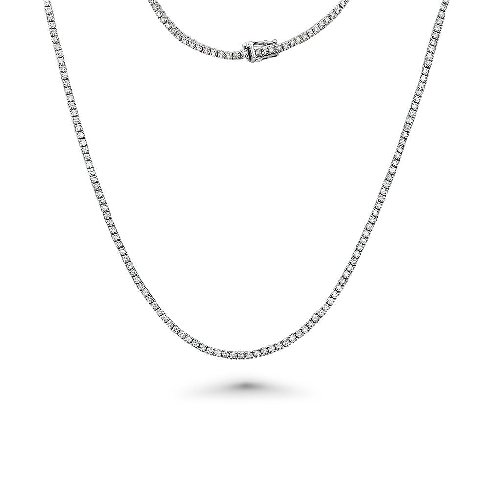 Diamond Tennis Necklace (7.50 ct.) 2.2 mm 4-Prongs Setting in 14K Gold