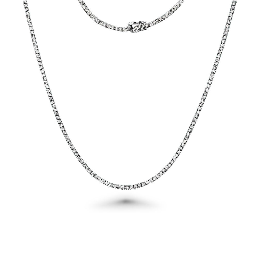 Diamond Tennis Necklace (9.30 ct.) 2.5 mm 4-Prongs Setting in 14K Gold