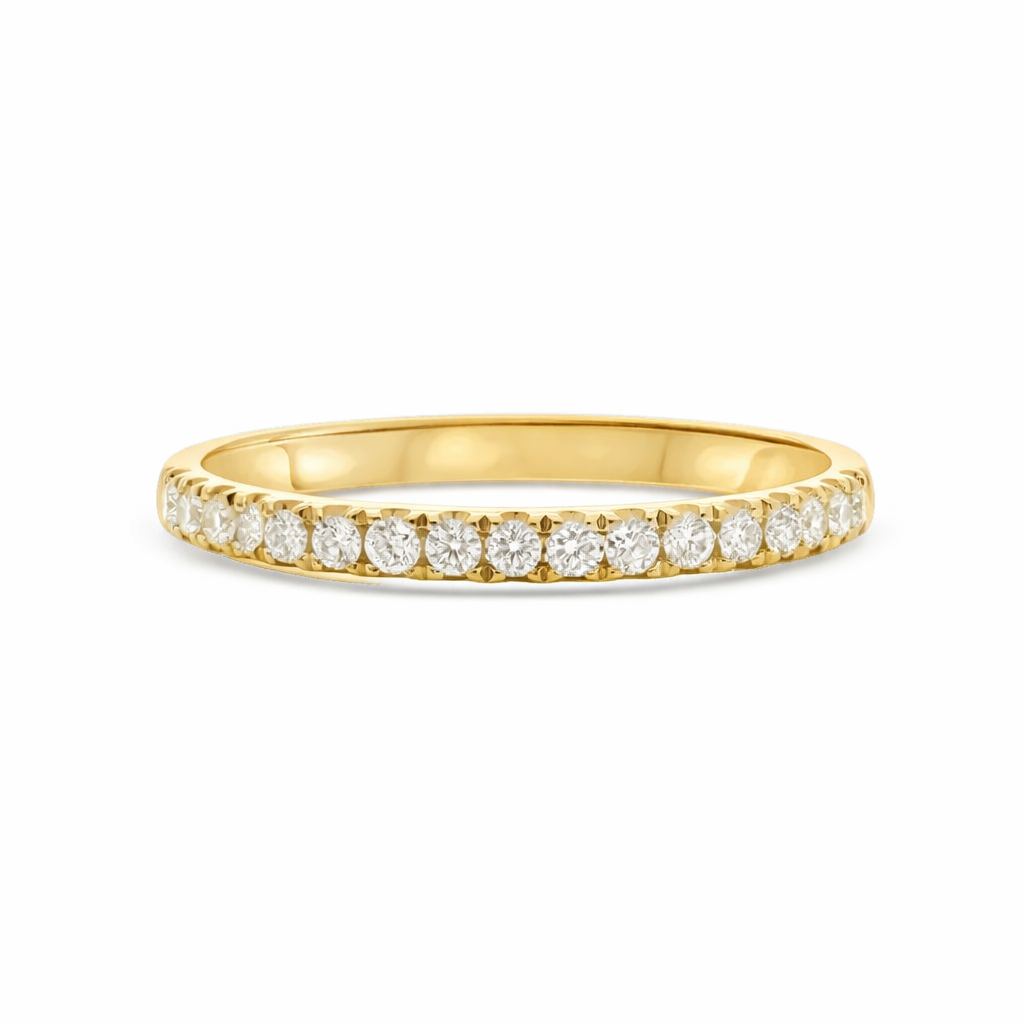 Diamond Halfway Pave Band in 14K Gold, 1.90 mm wide