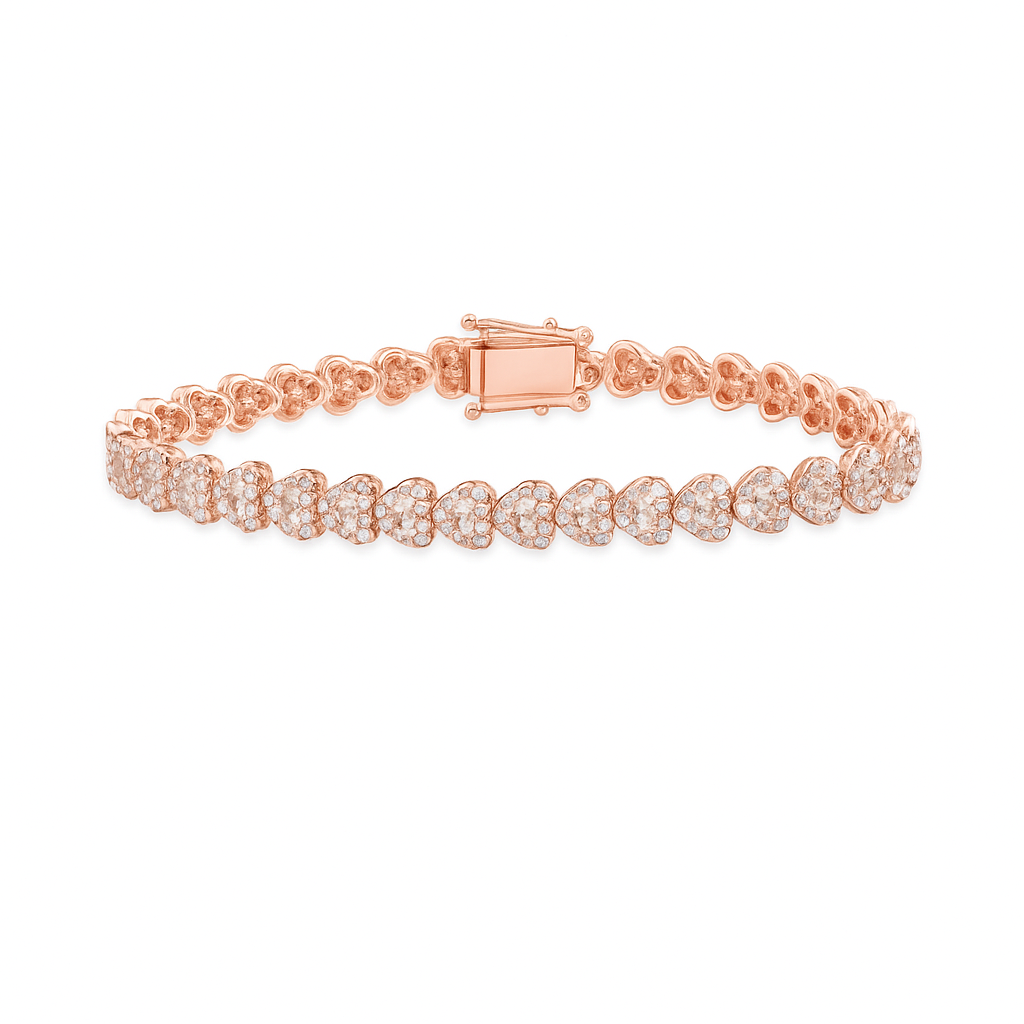 Diamond Heart Shape Tennis Bracelet (2.80 ct.) in 14K Gold