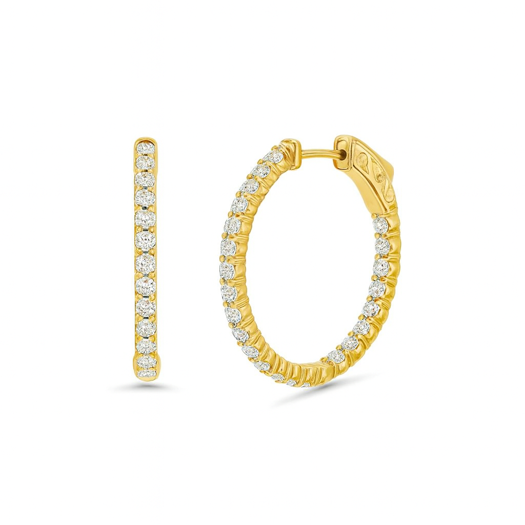 Diamond Inside-Out Hoop Earrings (1.50 ct.) in 14K Gold