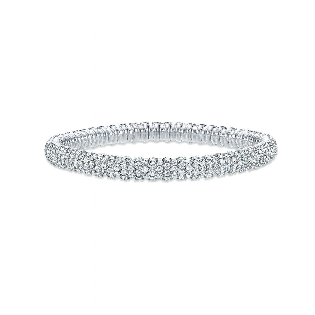 Diamond Stretch Bangle Bracelet (6.70ct.) in 14K Gold