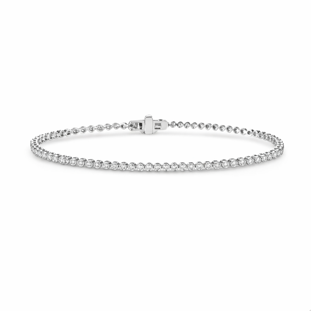 Diamond Tennis Bracelet (1.00 ct.) Bezel Setting in 14K Gold