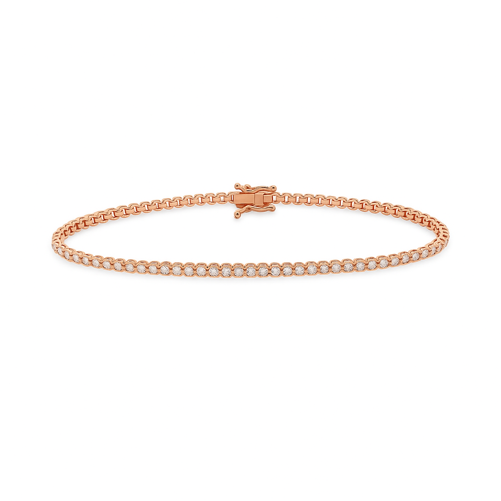 Diamond Tennis Bracelet (1.00 ct.) Buttercup Setting in 14K Gold