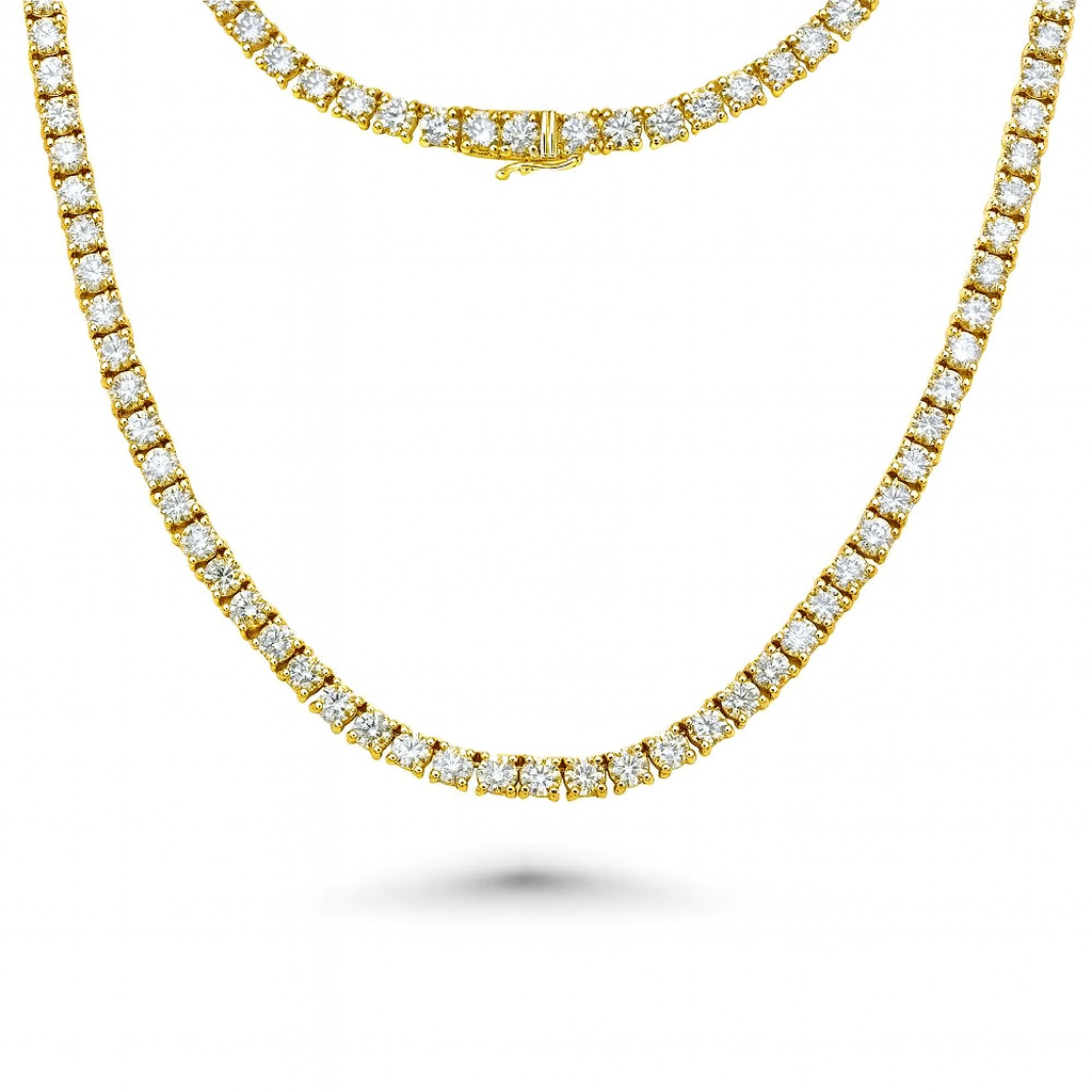 Diamond Tennis Necklace (32.00 ct.) 4.80 mm 4-Prongs Setting in 14K Gold