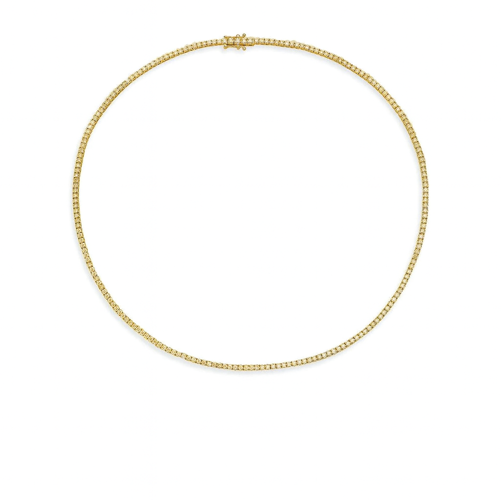 Diamond Tennis Necklace (4.00 ct.) 1.70 mm 4-Prongs Setting in 14K Gold, Made in Italy