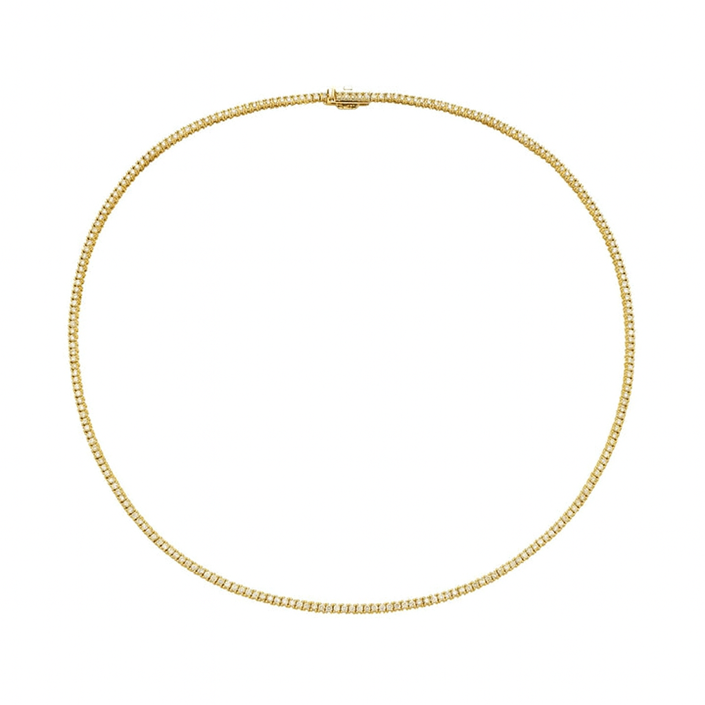 Ready to Ship Diamond Tennis Necklace (4.00 ct.) 2.20 mm 4-Prongs Setting in 14K Gold + Chain Extender