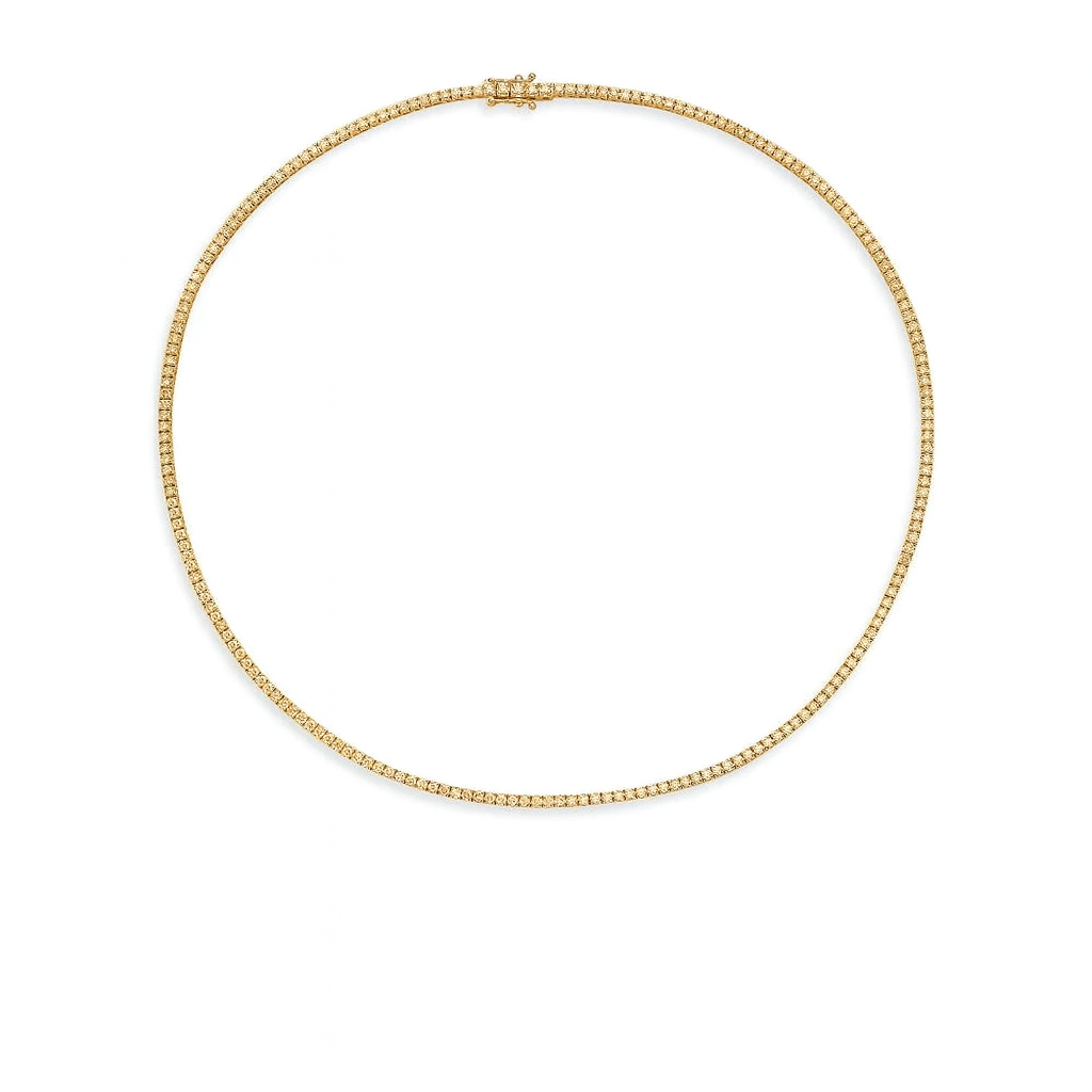 Diamond Tennis Necklace (5.50 ct.) 2.00 mm 4-Prongs Setting in 14K Gold, Made in Italy