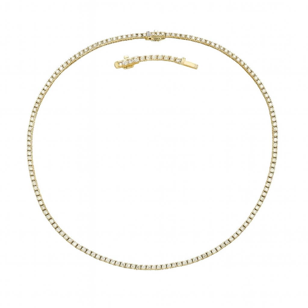 Diamond Tennis Necklace (5.50 ct.) 2.50 mm 4-Prongs Setting in 14K Gold + Chain Extender