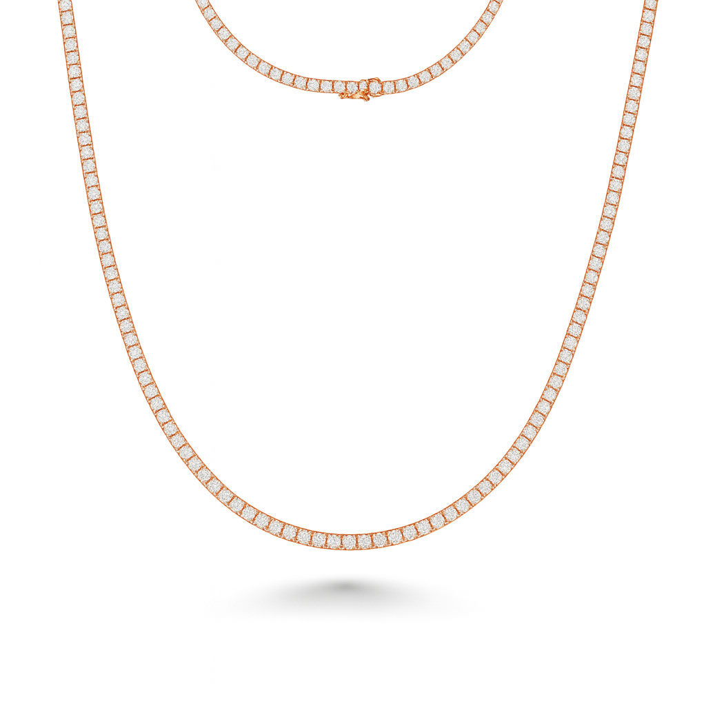 Diamond Tennis Necklace (5.50 ct.) 2 mm 4-Prongs Setting in 14K Gold