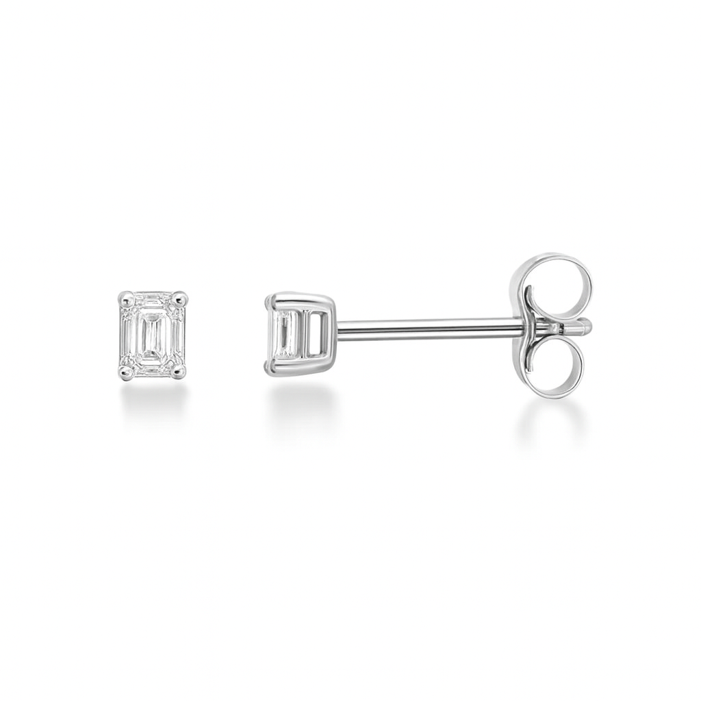 Emerald Cut Diamond Micro Studs Earrings (0.20 ct.) in 14K Gold