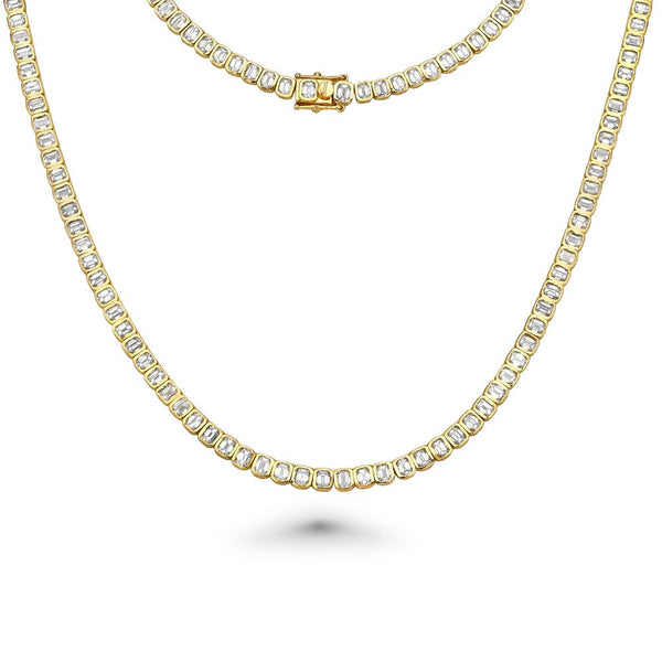 ネックレス・ペンダント [Monday Edition] [usual ME] DoubleChain SeashellPoint Choker Emerald Cut Diamond Tennis (13.60 ct.) in 18K Gold | Capucelli