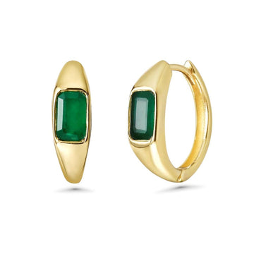 Emerald Cut Emerald Huggies Earrings