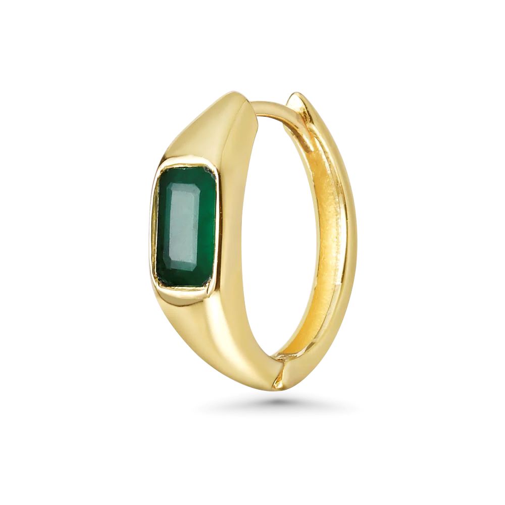 Emerald Cut Emerald Huggies Earrings (0.80 ct.) in 14K Gold