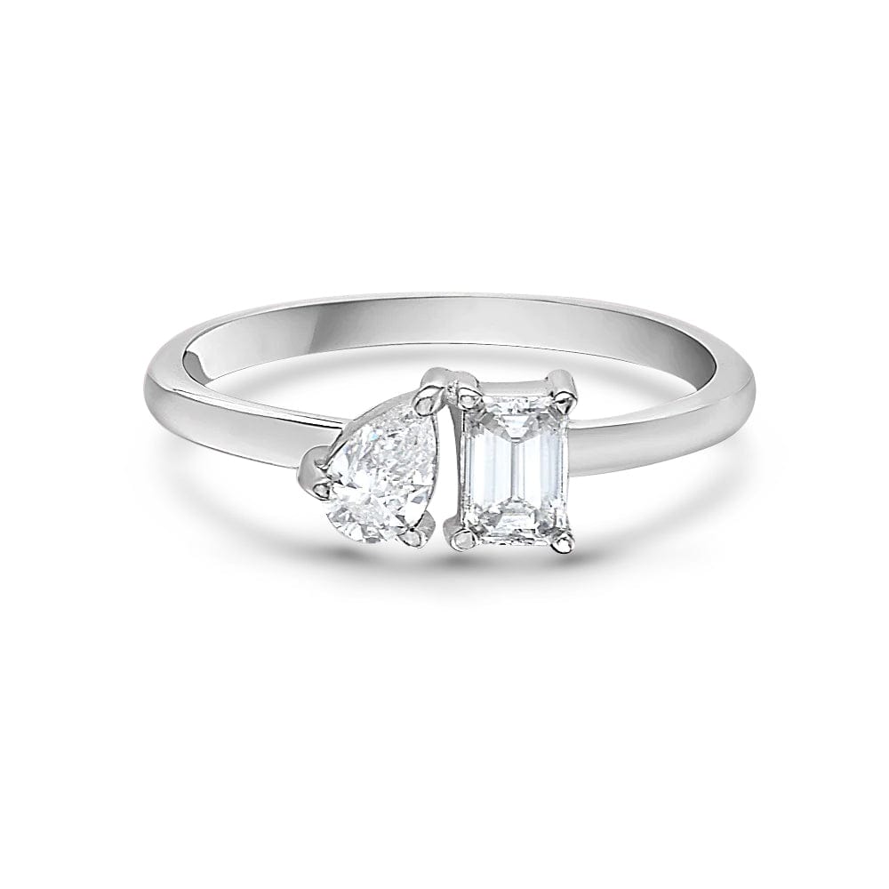 Ready to Ship Emerald Cut & Pear Shape Lab Grown Diamond Duo Ring (1.77 ct.) in 14K Gold
