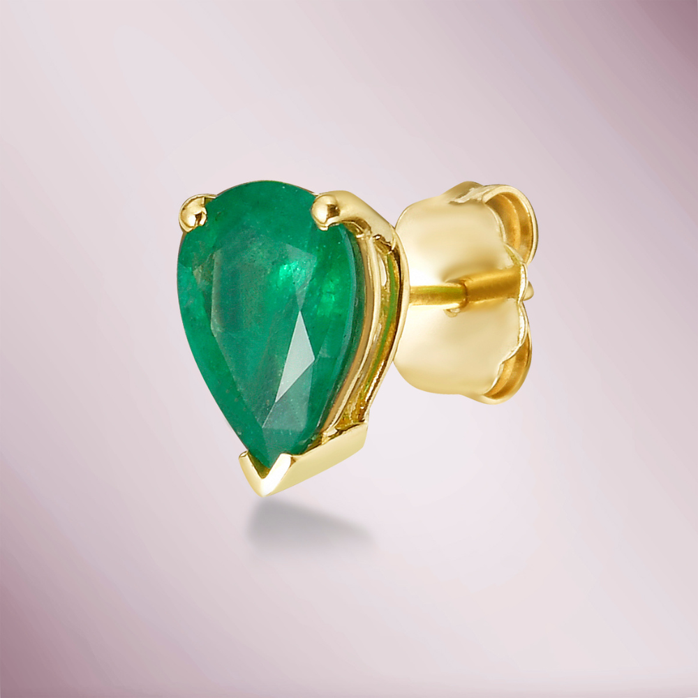 Emerald Pear Shape Studs Earrings (3.00 ct.) in 14K Gold