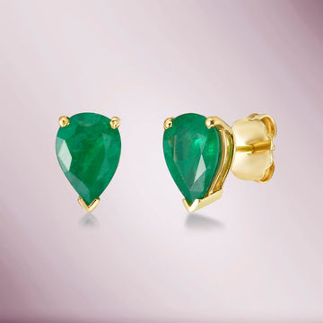 Emerald Pear Shape Studs Earrings (3.00 ct.) in 14K Gold