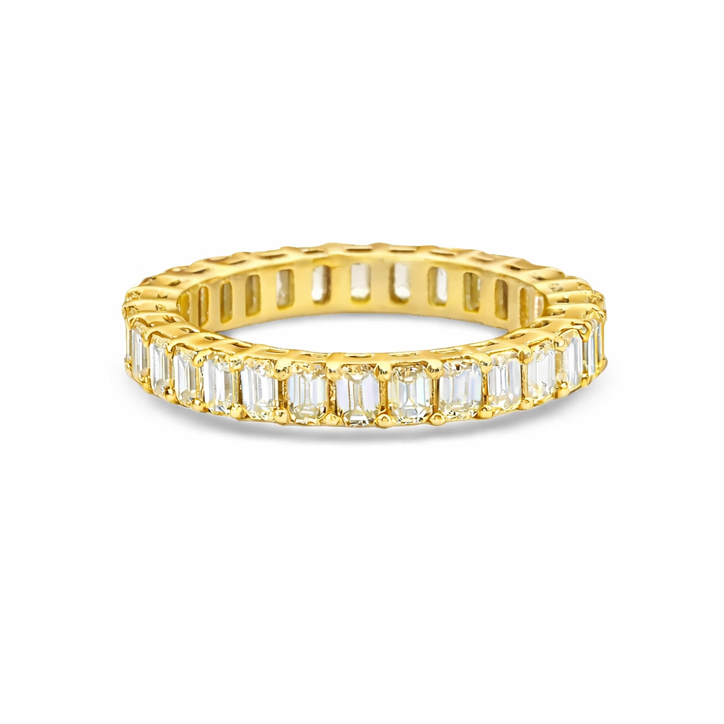 Emerald Cut Diamond Eternity Band (2.50 ct.) 4-Prongs Setting in 14K Gold