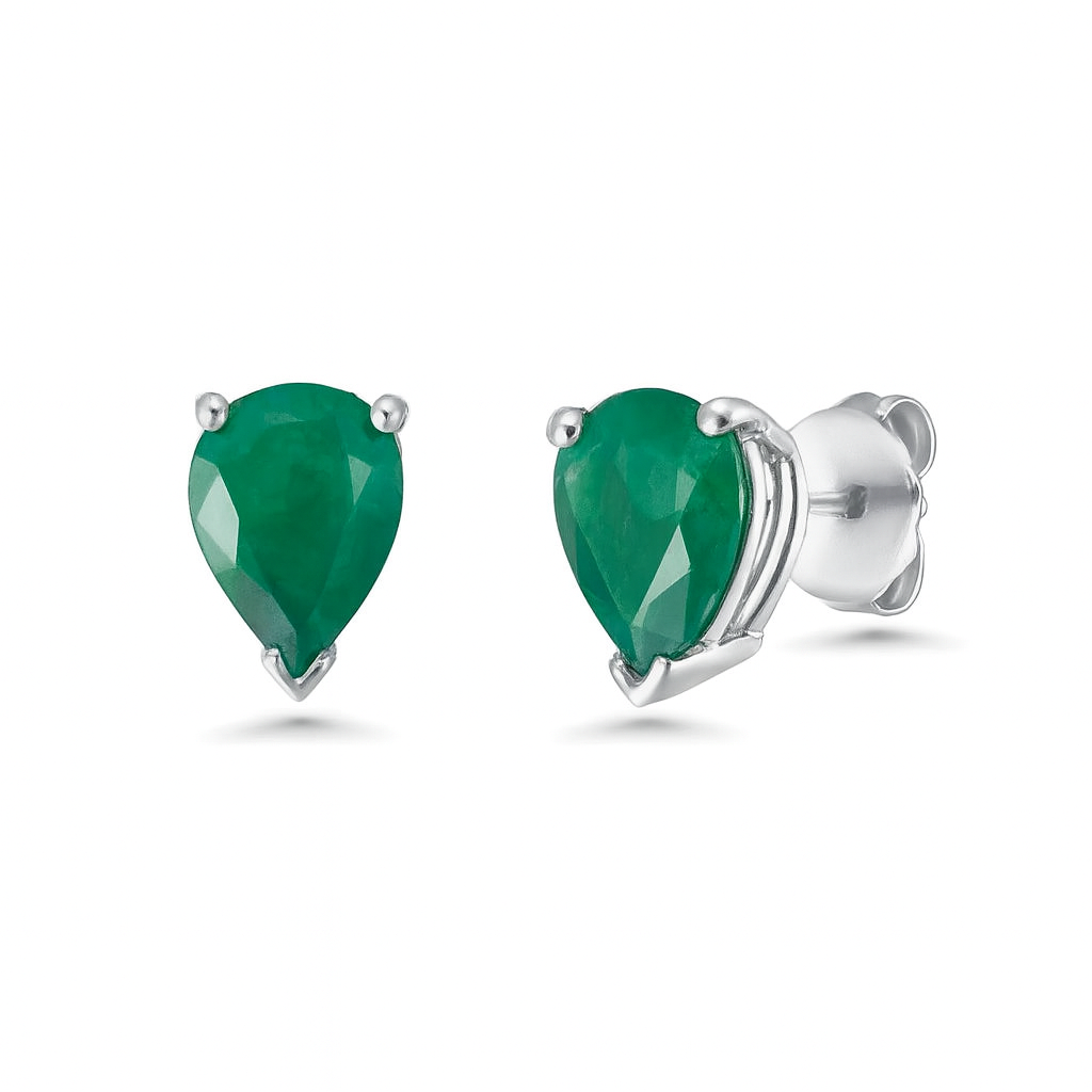 Emerald Pear Shape Studs Earrings (1.60 ct.) in 14K Gold