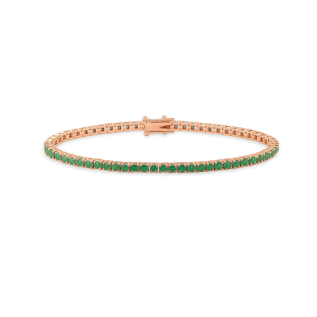 Emerald Tennis Bracelet (3.65 ct.) 4-Prongs Setting in 14K Gold