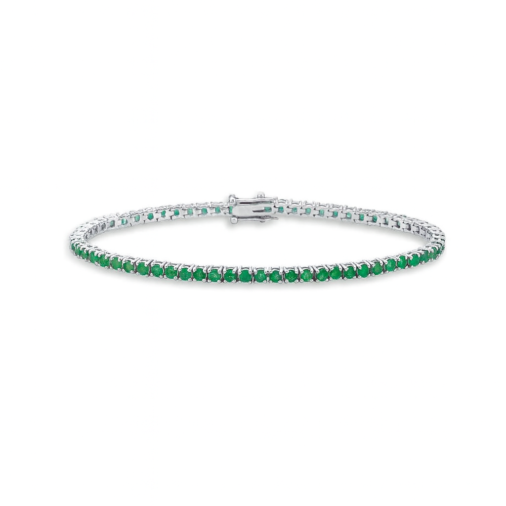 Emerald Tennis Bracelet (5.35 ct.) 3.00 mm 4-Prongs Setting in 14K Gold