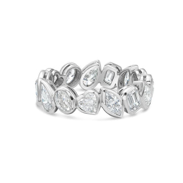 Fancy Multi Shape Diamond Eternity Band (3.07 ct.) in 18K Gold