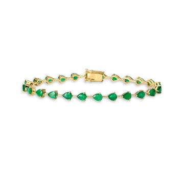 Fancy Pear Shape Emerald Bracelet (6.20 ct.) 3-Prongs Setting in 14K Gold