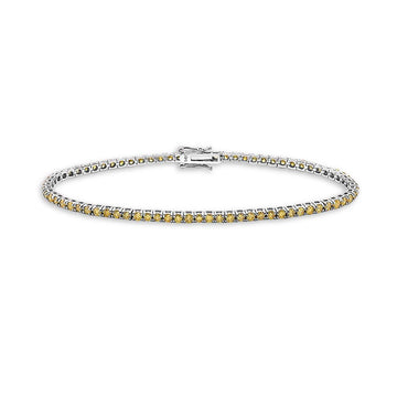 Fancy Yellow Diamonds Tennis Bracelet (2.80 ct.) 2 mm 4-Prongs Setting in 14K Gold