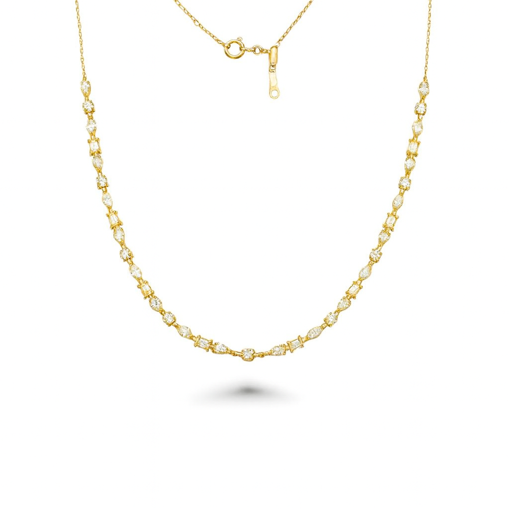 Fancy Multi Shape Diamond Adjustable Necklace (2.81 ct.) in 18K Gold
