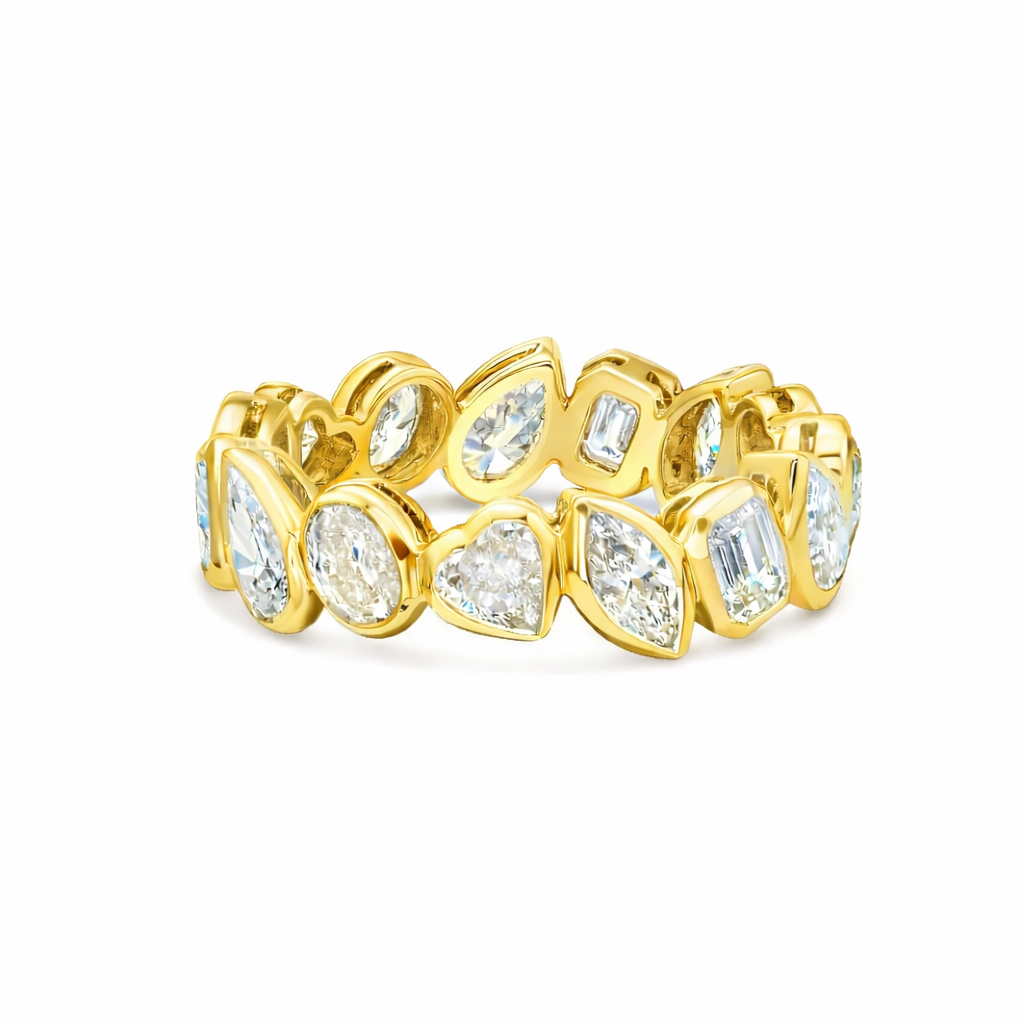 Fancy Multi Shape Diamond Eternity Band (3.07 ct.) in 18K Gold