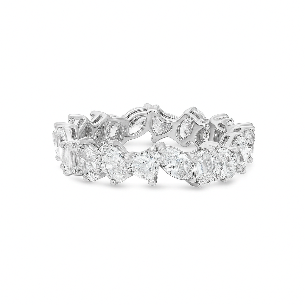 Fancy Multi Shape Diamond Eternity Band (3.43 ct.) in 18K Gold