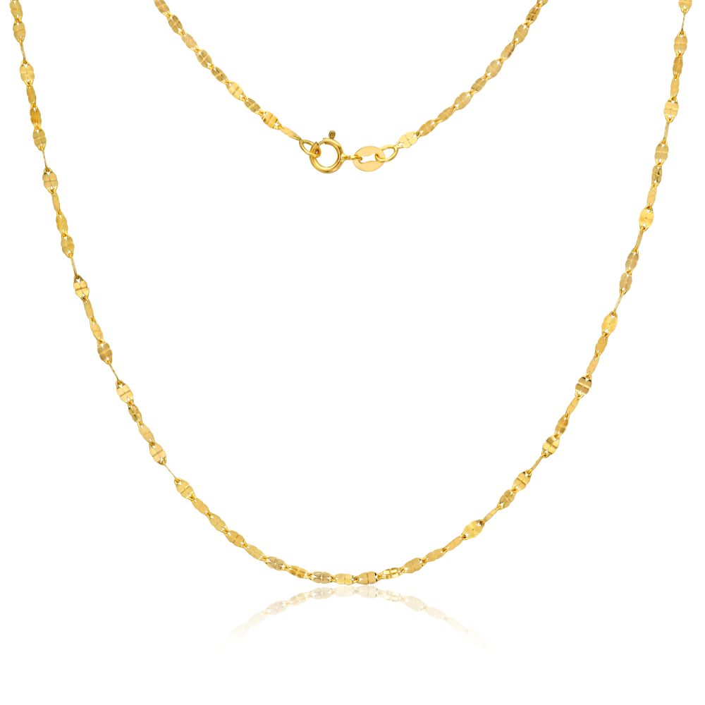 Flat Mirror Chain Necklace in 14K Gold
