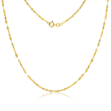 Flat Mirror Chain Necklace in 14K Gold