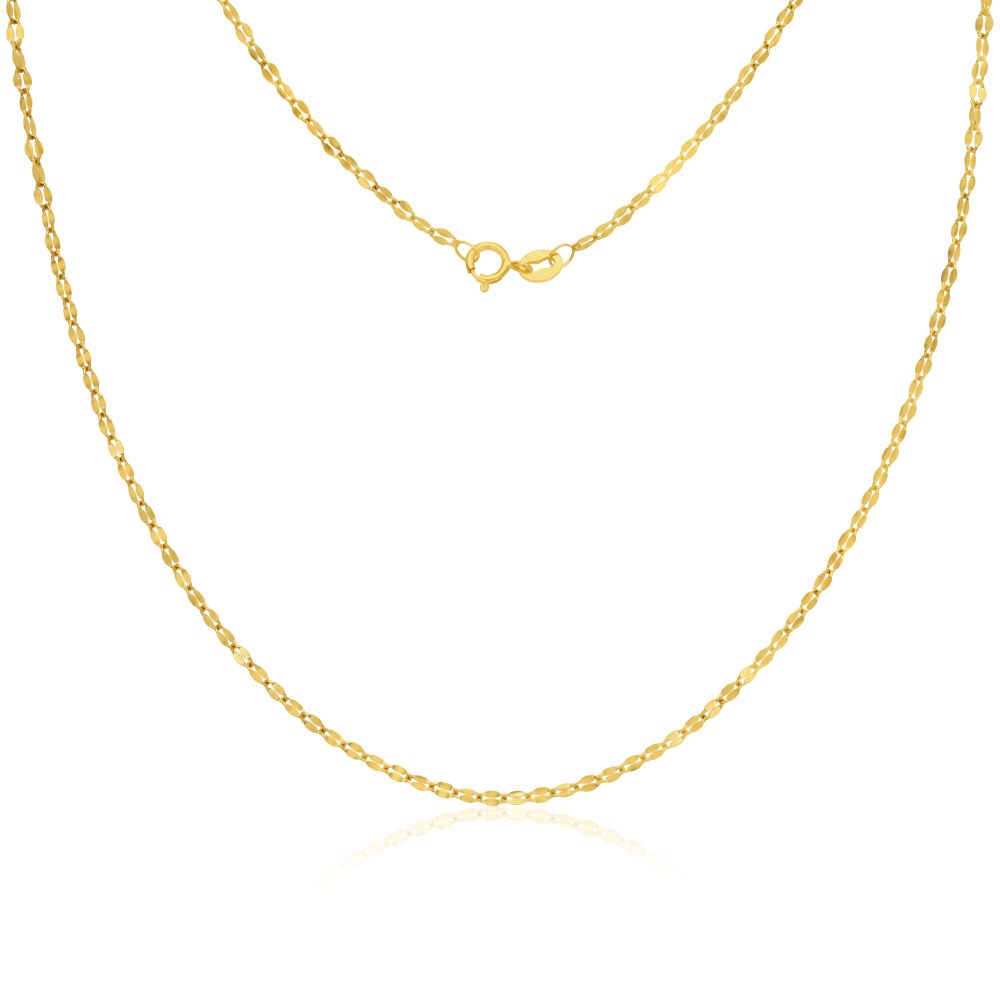 Flat Marine Chain Necklace in 14K Gold