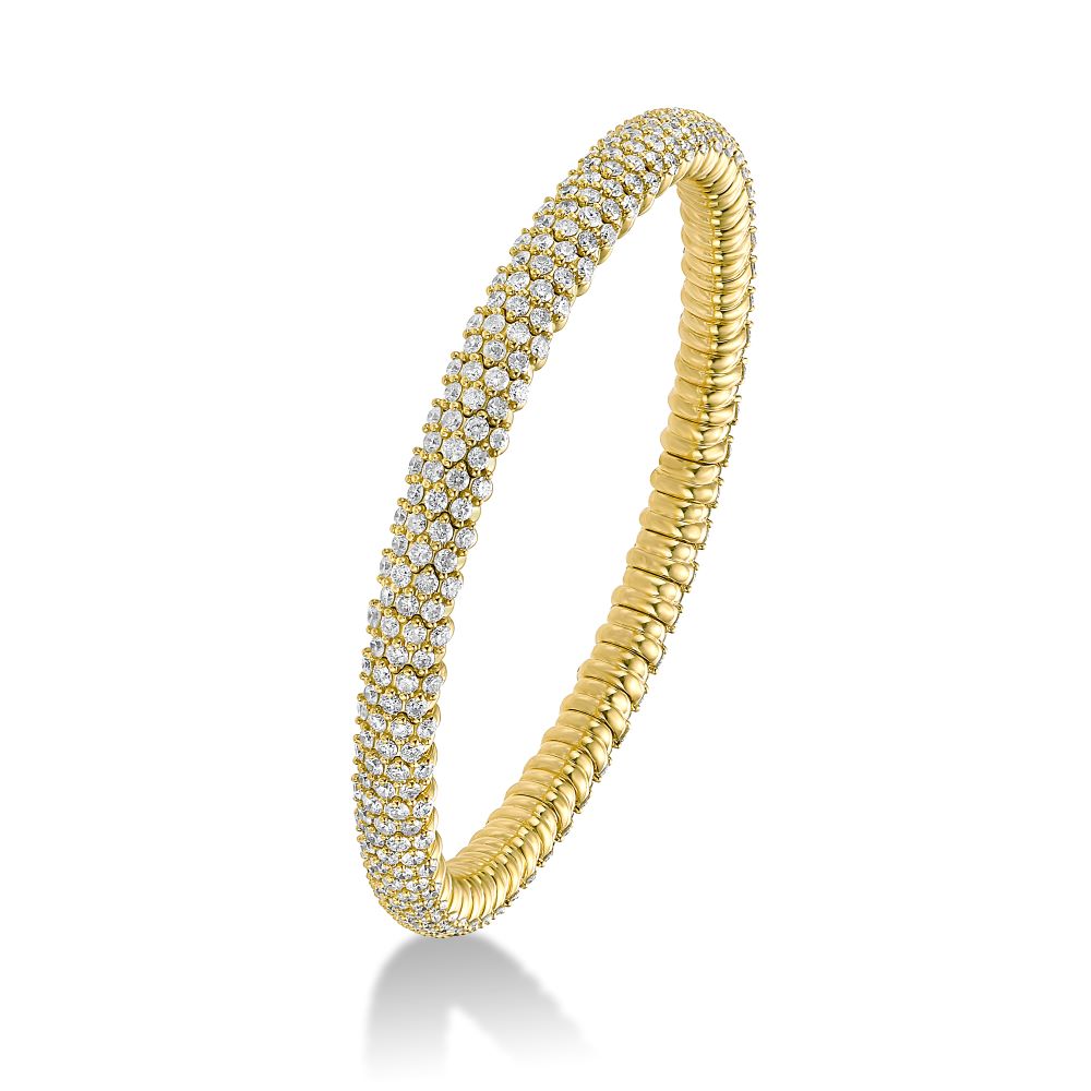 Diamond Stretch Bangle Bracelet (6.70ct.) in 14K Gold