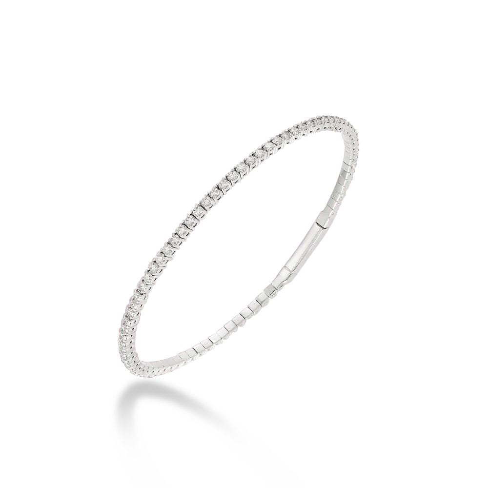Flexible Diamond Thin Stackable Bangle Bracelet Cuff (1.75 ct.) in 14K Gold