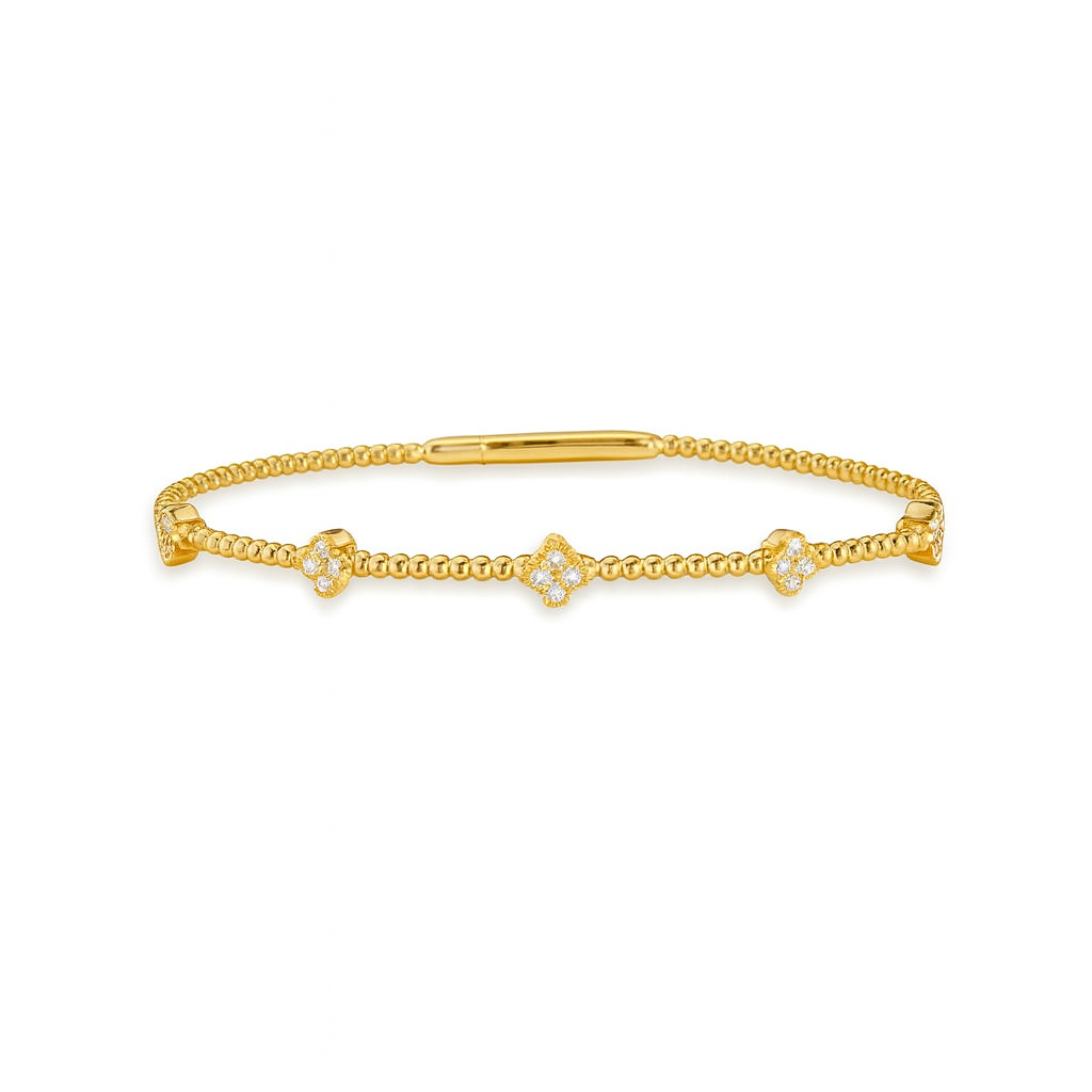 Flower Diamond Flexible Bangle Bracelet (0.43 ct.) in 14K Gold