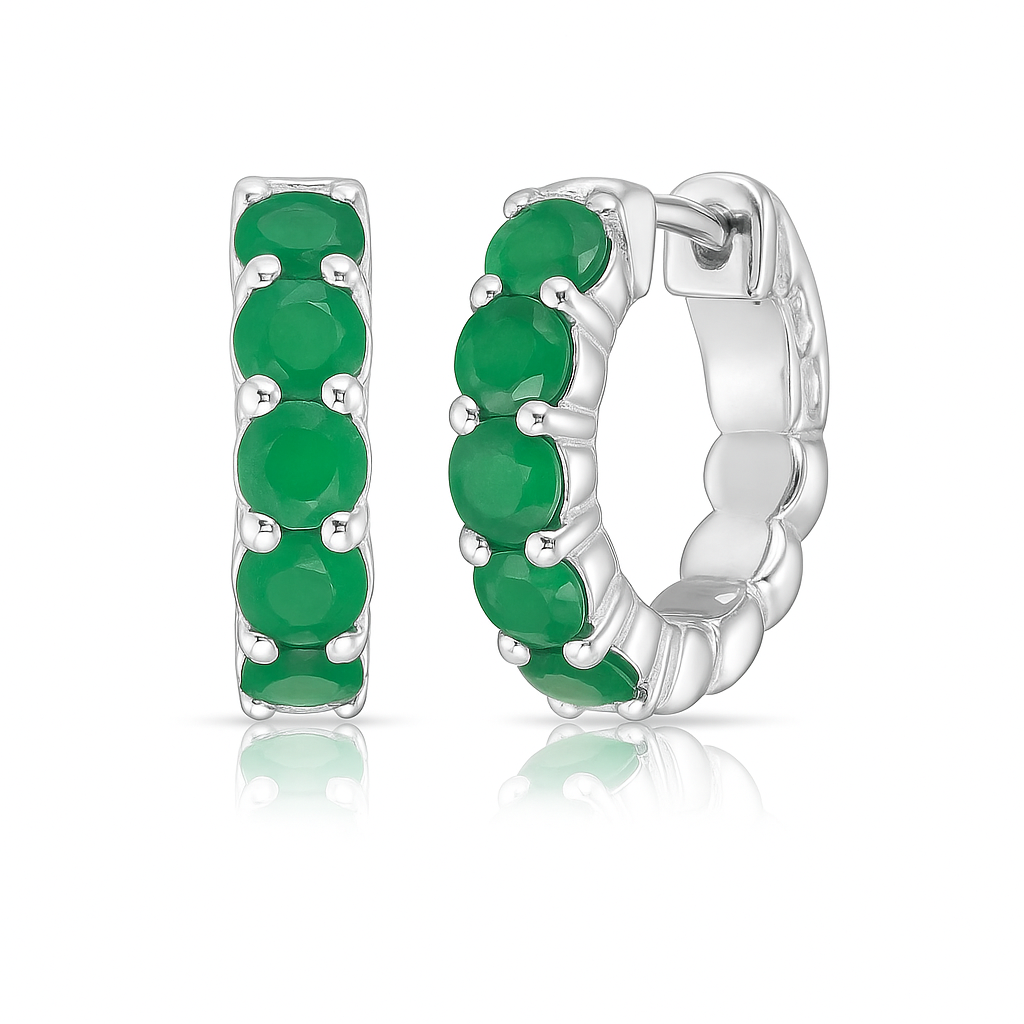 Genuine Emerald Huggies Hoops Earrings (2.00 ct.) in 14K Gold